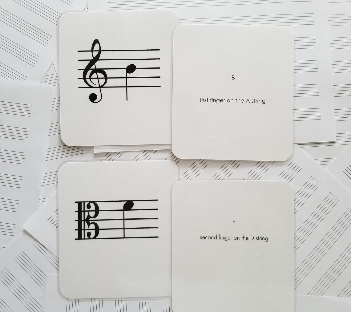 Violin and Viola Music Note Flash Cards Etsy