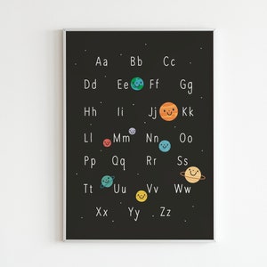 Space Themed Alphabet Print - ABC Wall with Planets - Children Space Print - Educational Poster- Classroom Print - Kids Room Decor