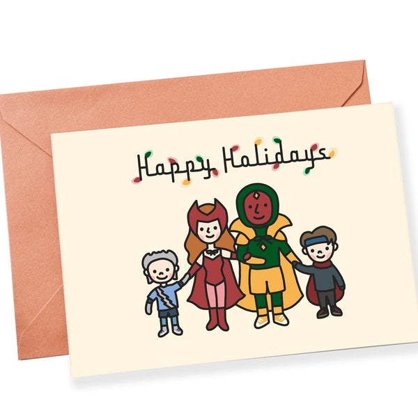 Wandaful Christmas Card - Scarlet Witch Christmas Card - WandaVision Family Holiday Card