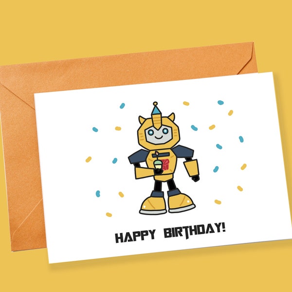 Bumblebee Birthday Card - Transformers Movie Birthday Card - Cars Birthday Card for Kids