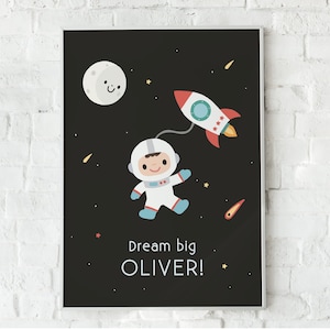 Custom Space Wall Art - Astronaut Baby Name Print - Personalized Rocket Poster - Outer Space Room Decor - INSTANT DOWNLOAD
