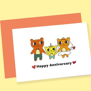Mom, Dad and Baby Bear Anniversary Card - And now we are three card - Anniversary Card for Parents