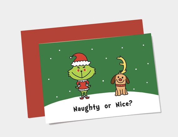 The Grinch Christmas Card Dr. Seuss Printable Card Naughty - Etsy