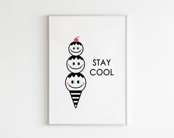 Funny Ice Cream Poster – Scandinavian Kids Room Art (Digital Download)