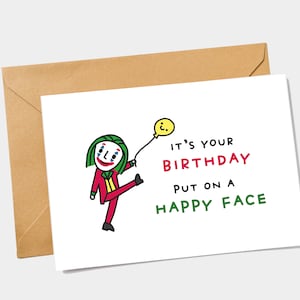 Joker verjaardagskaart - afdrukbare Joker Card - Meme op een Happy Face Card - grappige verjaardagskaart - digitale kaart