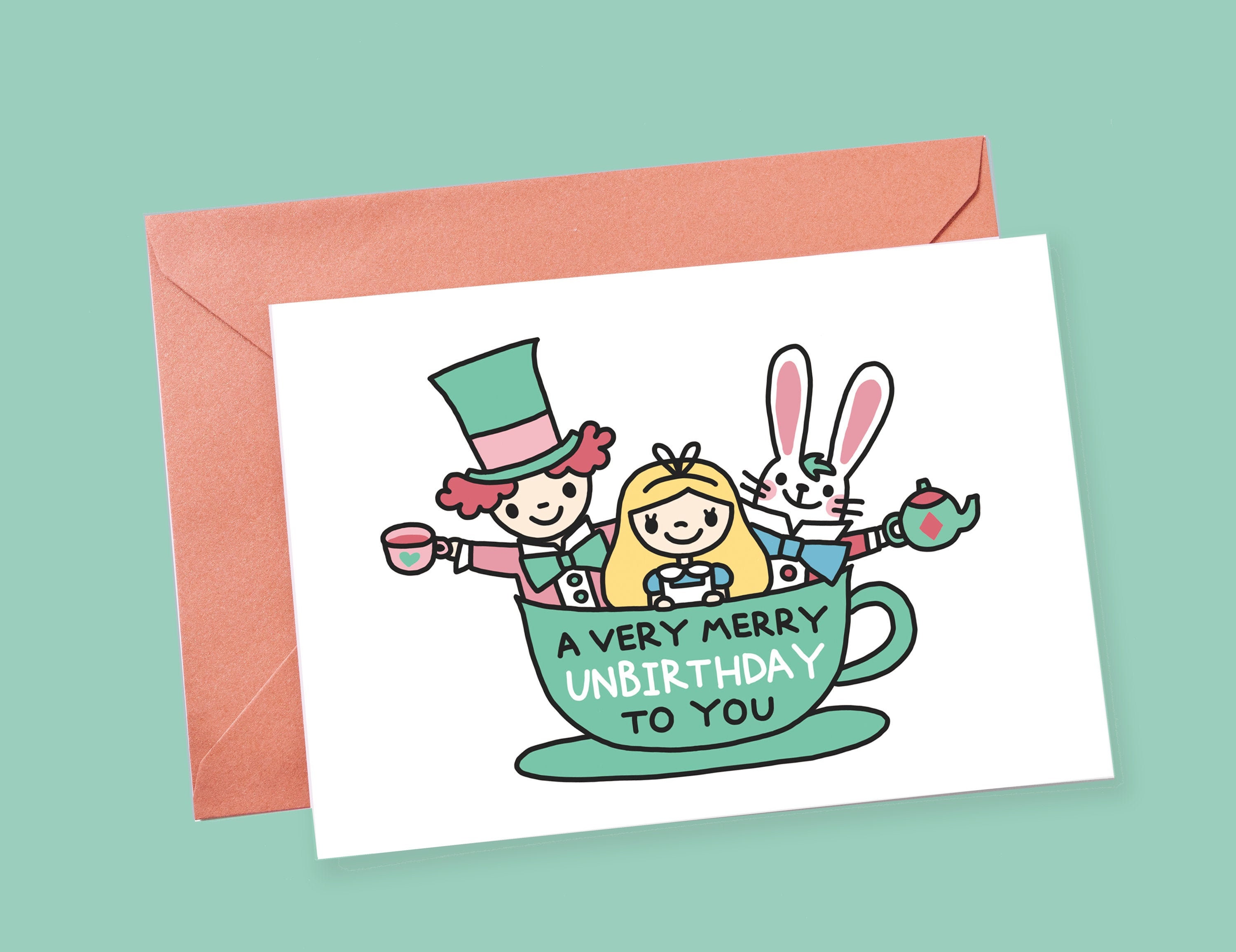 Alice in Wonderland Unbirthday Card: Whimsical Birthday (PDF & JPG