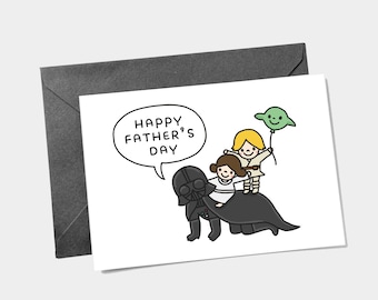 Tarjeta del Día del Padre de Star Wars: Darth Vader y sus hijos (tarjeta imprimible)