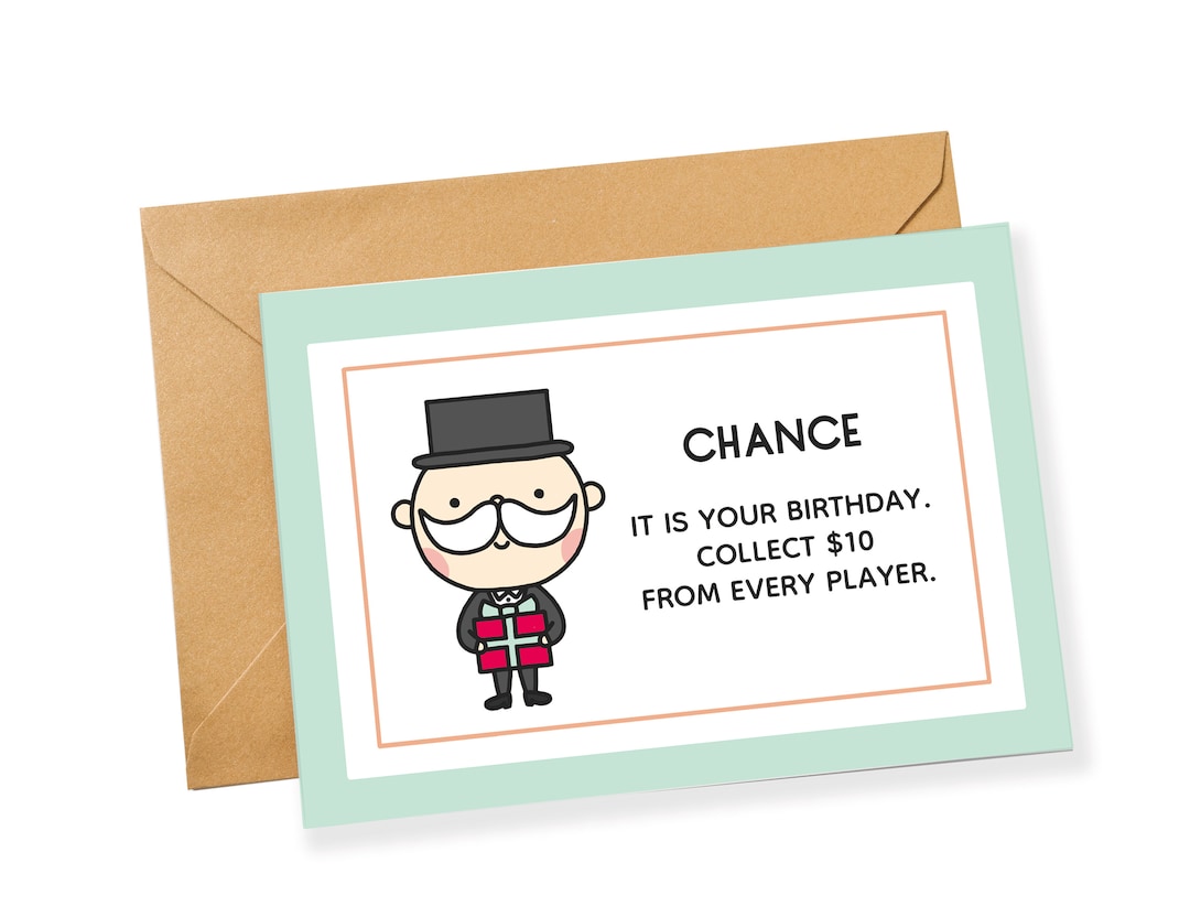 Printable Monopoly Birthday Card Board Game Birthday Card Monopoly