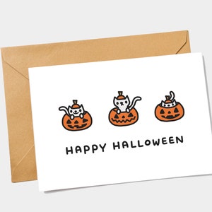 Cat Halloween Card - Jack-o-lantern Card - Happy Halloween Card - Funny Halloween Card - Printable Halloween Card