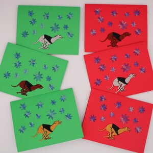 Greyhound Holiday Cards - Unique - Embroidered Cards - Free Shipping - Customizable - Pack of 10 card and envelopes