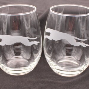 Greyhound Stemless Wine Glasses - Set of 4 - Dishwasher Safe - Free Shipping - 15 oz
