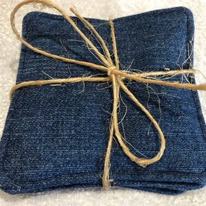 Denim Coaster Set - Set of 4 Coasters - Hand made 4.5 in square - Great housewarming or hostess gift - Gift under 20 dollars - Free Shipping