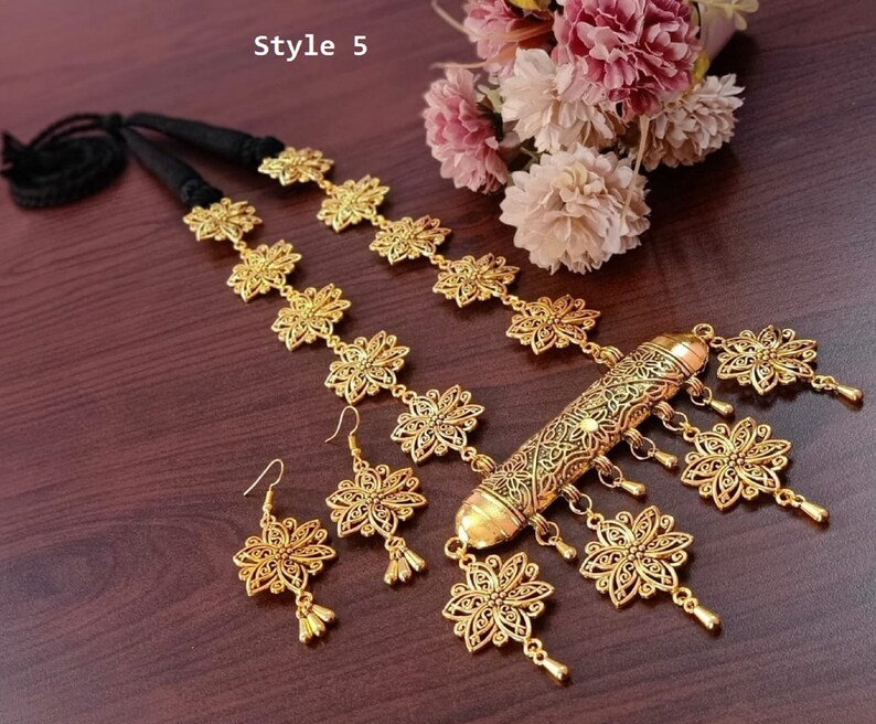 Golden Necklace Set With Earring for Woman and Girl Indian Oxidized Silver