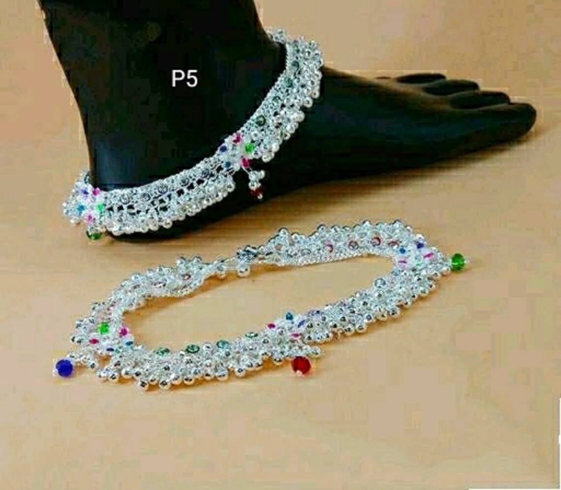 Indian White Metal Anklets Payal Pair for Women and Girls Etsy