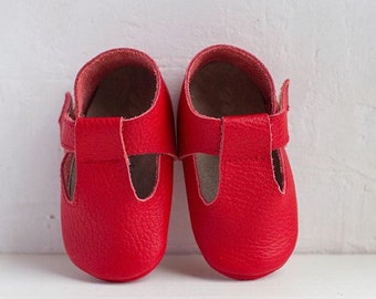 T-Strap Red Sandals, Baby Sandals, leather sandales, baby leather sandales, Babyschuhe, chaussures bébé garçon, chaussures bébé fille