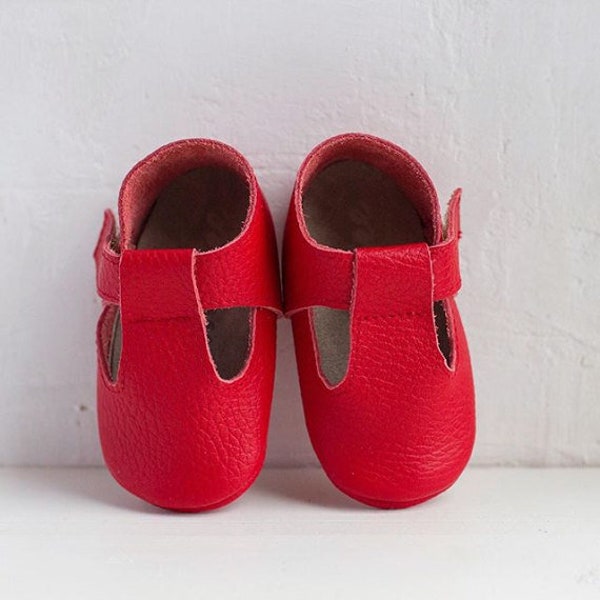 T-Strap Red Sandals, Baby Sandals, leather sandales, baby leather sandales, Babyschuhe, chaussures bébé garçon, chaussures bébé fille