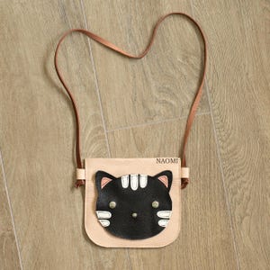 Sac à main en cuir chat pour enfants, sac à bandoulière pour filles, sac à main, sac à main garçon fille, cadeau d'anniversaire cadeau petite fille cadeau propriétaire d'amant de chaton