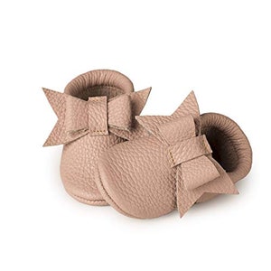 Baby Leather Shoes Infant Baby Moccasins Girls bow Custom Name Newborn Girls Moccasins For Toddler Soft Sole Toddler Shoes Walker Barefoot