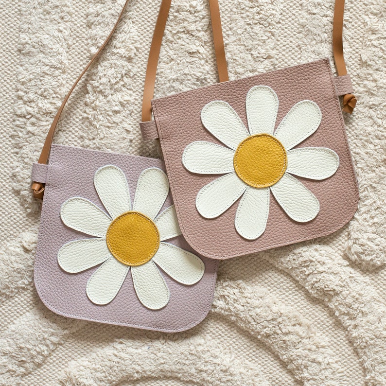 Daisy Leather Toddled Crossbody Purse, Crossbody Bag, Toddler Purse, Little Girl Purse, Birthday Gift, Little Girl Gift, Kids Handbag image 8