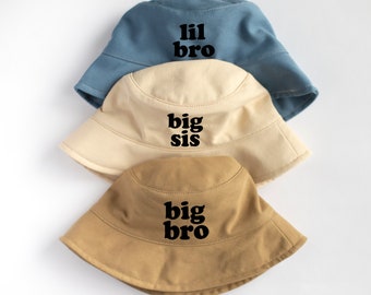 Personalized Sibling Hats, Custom Name Bucket Hats for Kids, Luxury Baby Gift Set, Brother Sister Matching Outfit, Heirloom Style Gift