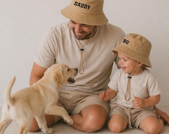 Custom Dad and Baby Bucket Hats, Personalized Family Matching Hats, Daddy and Me Cotton Hats, Father's Day Gift for Him, Dad to Be Gift