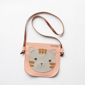 Sac à main en cuir chat pour enfants, sac à bandoulière pour filles, sac à main, sac à main garçon fille, cadeau d'anniversaire cadeau petite fille cadeau propriétaire d'amant de chaton