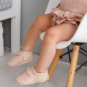 Barefoot baby leather shoes with soft sole, personalized moccasins for natural foot development, infant first walker shoes