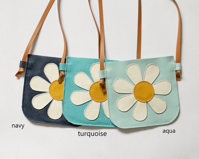 Daisy Leather Toddled Crossbody Purse, Crossbody Bag, Toddler Purse, Little Girl Purse, Birthday Gift, Little Girl Gift, Kids Handbag image 9