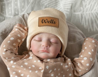 Cappello da ospedale, berretto per neonato, berretto per bambini, berretto per bambini, berretto per adulti, regalo per bambina, berretto per bambini, berretto invernale in pelle con toppa personalizzata per neonati
