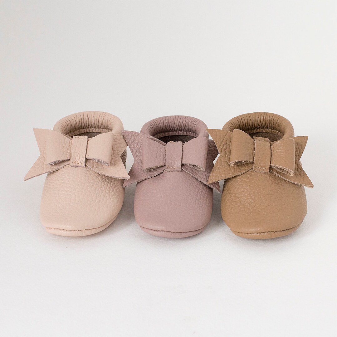 Baby Leather Shoes Infant Baby Moccasins Girls Bow Custom Name Newborn ...