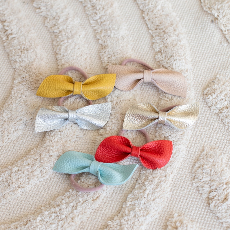 Set of Stylish Leather Bow Hair Bands for Girls / Baby girl hair bows / leather bow/ baby girl image 1