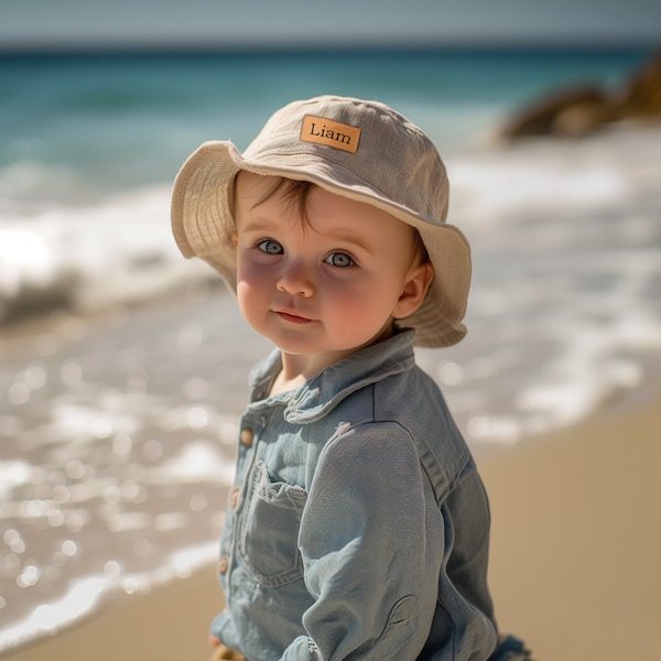 Chapeau d'été avec prénom personnalisé pour enfants, chapeau d'été personnalisé pour bébés, tout-petits, chapeau de bob pour enfants, chapeau d'été pour bébé cadeau pour filles et garçons