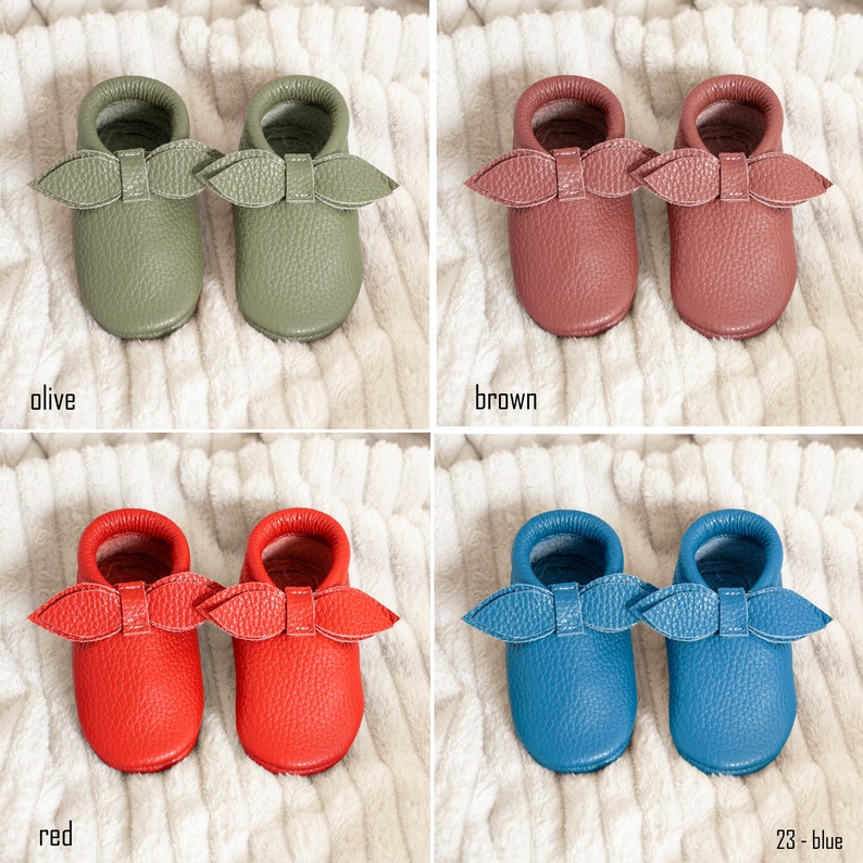 Personalized Baby girl bow moccasins, Baby girl shoes, Italian leather, newborn, infant, toddler, Walker, Kids, Fall, Krabbelschuhe image 4
