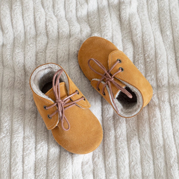 Winter boots, Genuine suede and fur, Unisex kids, baby, infant, toddler, newborn, boy, girl shoes, Jungen Mädchen Schuhe, Krabbelschuhe