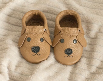 Chaussures en cuir pour bébé, Chien, nouveau-né, nourrisson, tout-petit, chaussures d'anniversaire, Mocassin pour bébé, cadeau pour bébé, Krabbelschuhe, Babyschuhe Barefoot