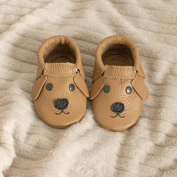 Baby leather shoes, Dog, newborn, infant, toddler, birthday shoes, Baby moccasin, baby gift, Krabbelschuhe, Babyschuhe Barefoot