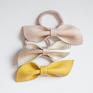 Set of Stylish Leather Bow Hair Bands for Girls / Baby girl hair bows / leather bow/ baby girl image 6