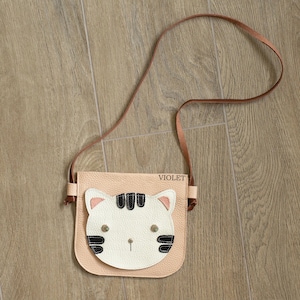 Sac à main en cuir chat pour enfants, sac à bandoulière pour filles, sac à main, sac à main garçon fille, cadeau d'anniversaire cadeau petite fille cadeau propriétaire d'amant de chaton