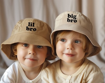 Big Bro, Lil Bro Sun Hat for Kids, Baby Sunbonnet, Pregnancy Announcement Hospital Hat Big Sis, Big Brother Kids Name Tshirt  Gender Party