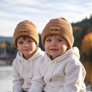 Big Brother Hat, Pregnancy Announcement Beanie, Big Bro Gift for Toddler, Sibling Reveal, Personalized Leather Patch Kids Winter Hat