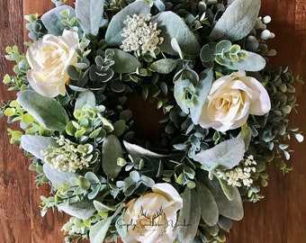 Wedding Centerpiece, Frosted Eucalyptus Wreath, Table Centerpiece, Wedding Décor, Candle Centerpiece, Table Décor, Candle Wreath, Wedding