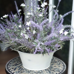 Faux Lavender Arrangement: Farmhouse Pail Centerpiece