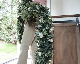 Wedding Greenery Garland Lambs Ear Eucalyptus Floral Wedding Sign Decor Farmhouse Mantel
