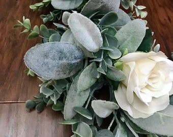 Flower Garland Greenery Table Runner for Wedding Eucalyptus and Lambs Ear Baby Shower Backdrop Greenery Party Table Runner Garland For Decor