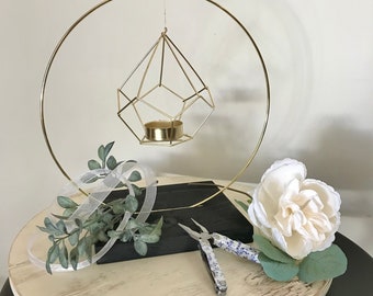 Gold Geometric Hoop Centerpiece Ready-to-Assemble Kit - Simply Southern Yankee Centerpiece Kits - Gold & Black Candle Holder Centerpiece