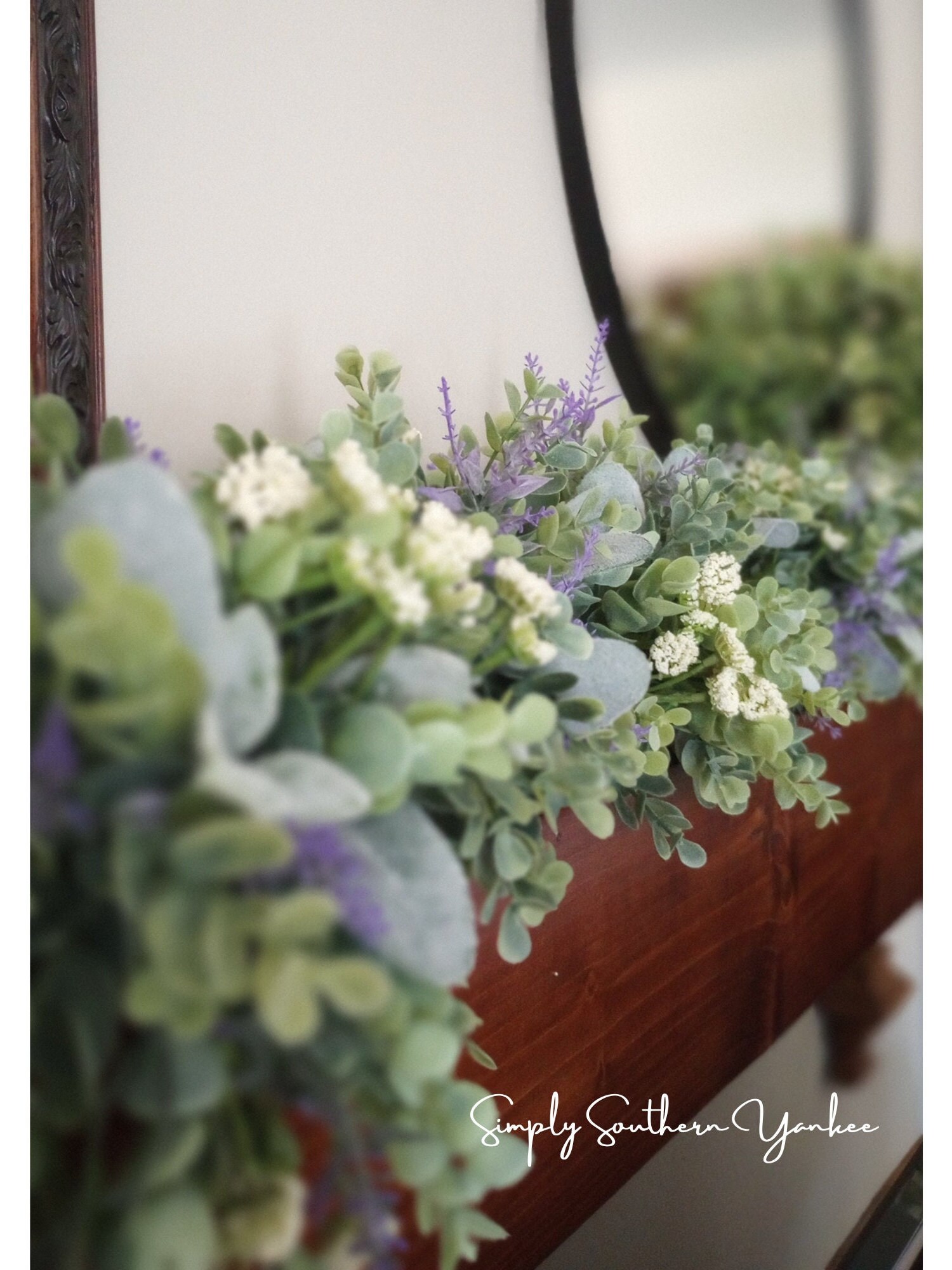 Lavender Lambs Ear and Eucalyptus FULL and Lush Garland, Farmhouse ...