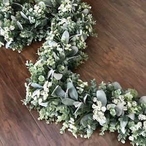 Baby's Breath Lambs Ear & Eucalyptus Fully Lush Garland - Farmhouse ...