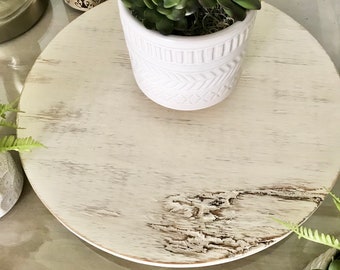 Round Wooden Display Riser | Handcrafted Solid Wood Kitchen Tray | Farmhouse & Primitive Riser | Round Display Tray | Cake Stand