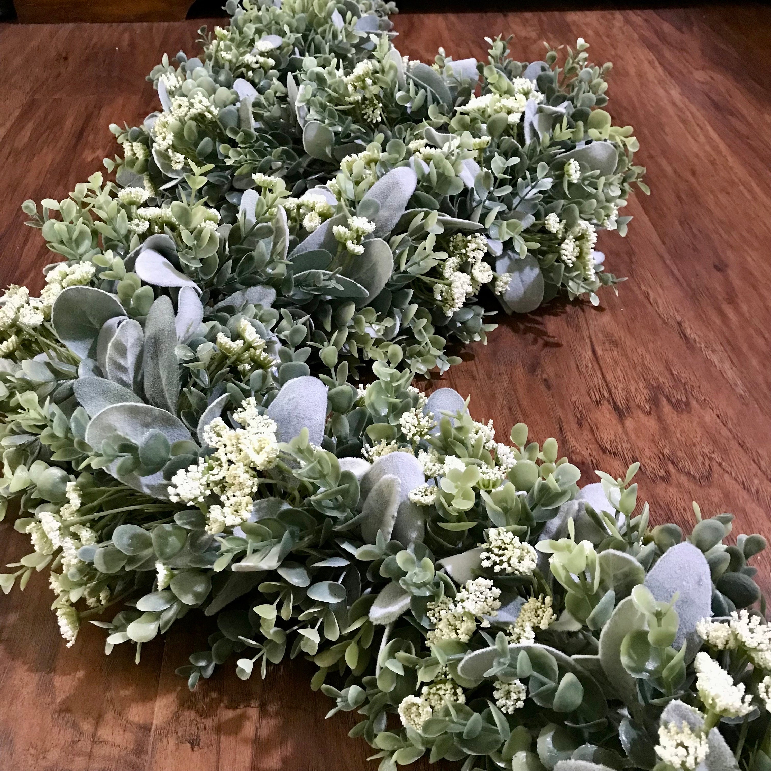 Baby's Breath Lambs Ear & Eucalyptus Fully Lush Garland - Farmhouse ...