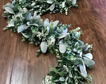 Lambs Ear and Boxwood Table Runner Wedding Greenery Garland Wedding Arch Flowers for Signs and Party Decor Backdrop Greenery Flower Garland